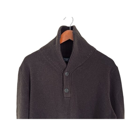 J.CREW Lambswool Pullover Knitted Shawl Collar Sweater In Brown  Size Large - Picture 3 of 8